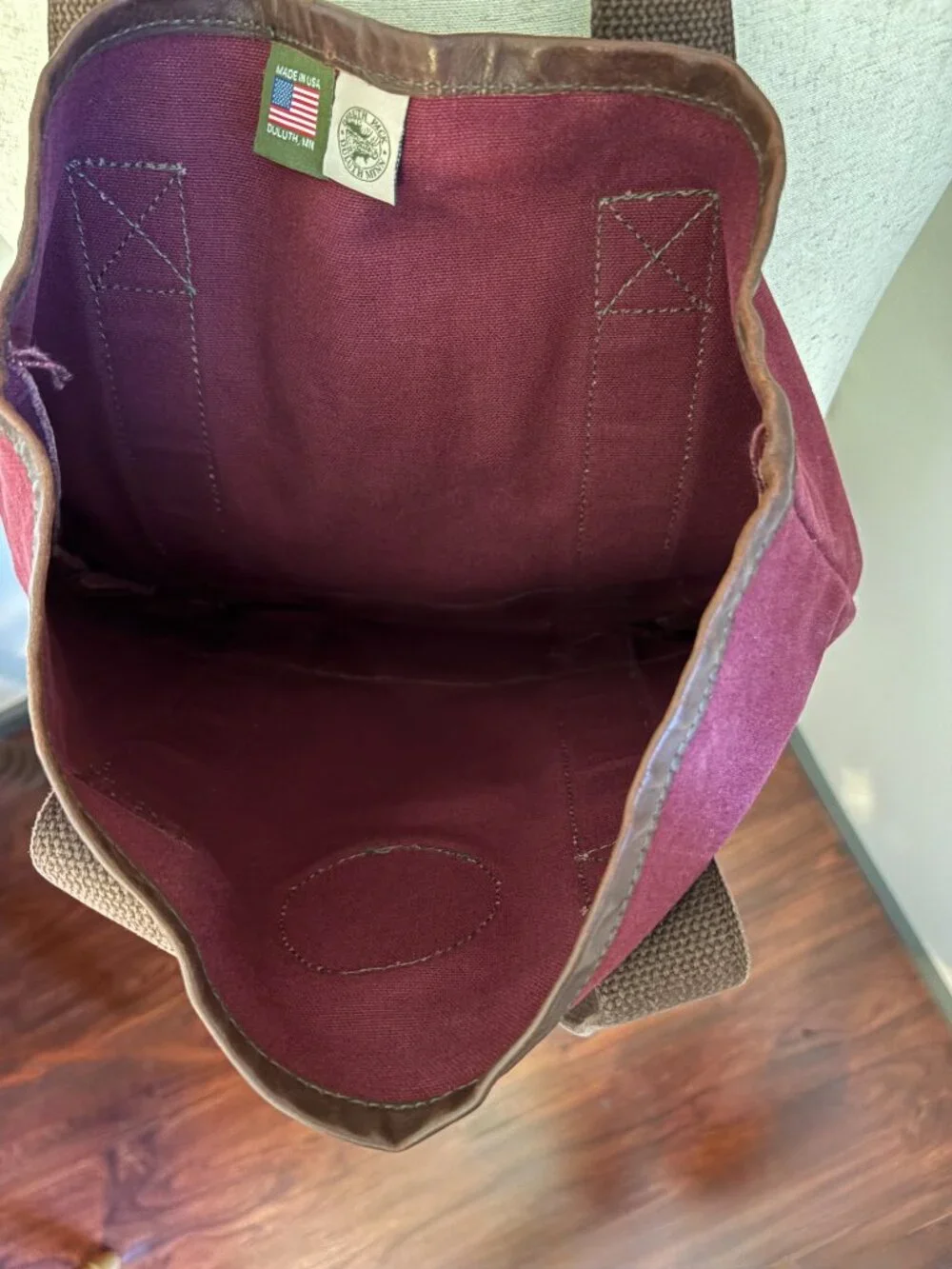 Vintage Duluth Pack Canvas Tote Bag Burgundy Maroon Brown USA 2006 - Picture 7 of 12